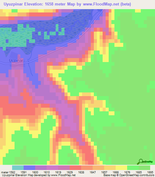 Uyuzpinar,Turkey Elevation Map