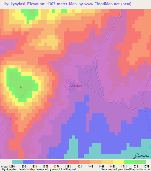 Uyukyaylasi,Turkey Elevation Map