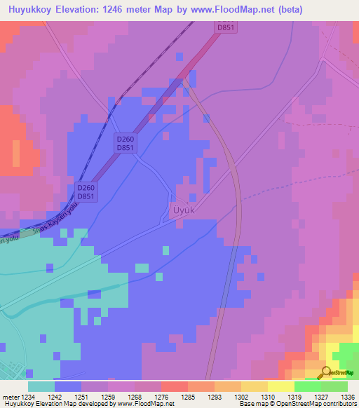 Huyukkoy,Turkey Elevation Map