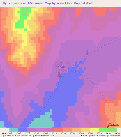 Uyuk,Turkey Elevation Map