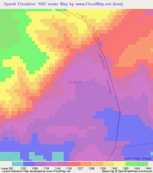 Uyanik,Turkey Elevation Map