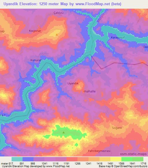 Uyandik,Turkey Elevation Map