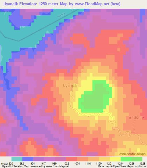 Uyandik,Turkey Elevation Map