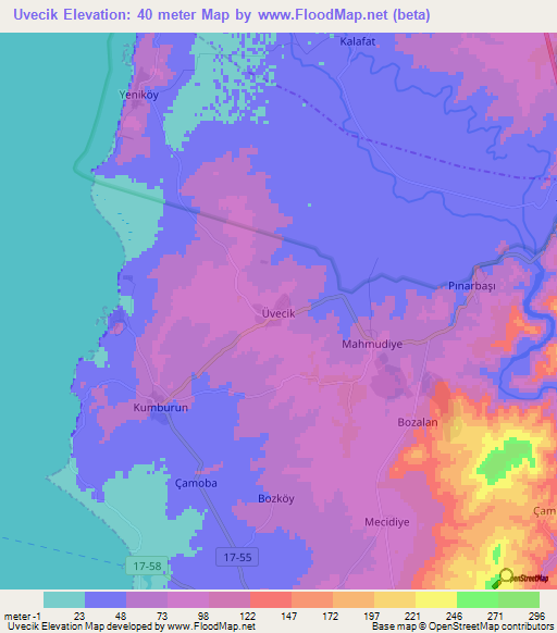 Uvecik,Turkey Elevation Map