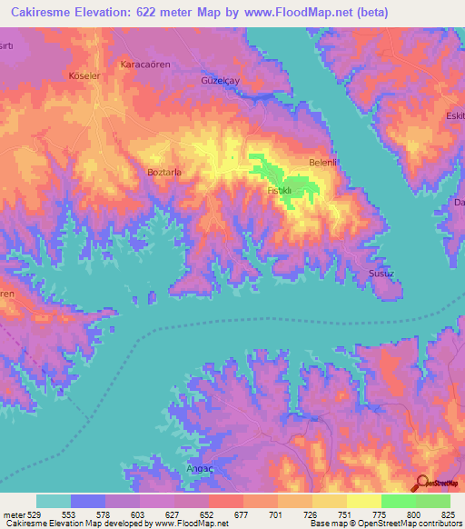 Cakiresme,Turkey Elevation Map