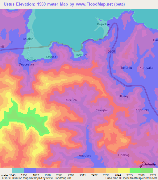 Ustus,Turkey Elevation Map