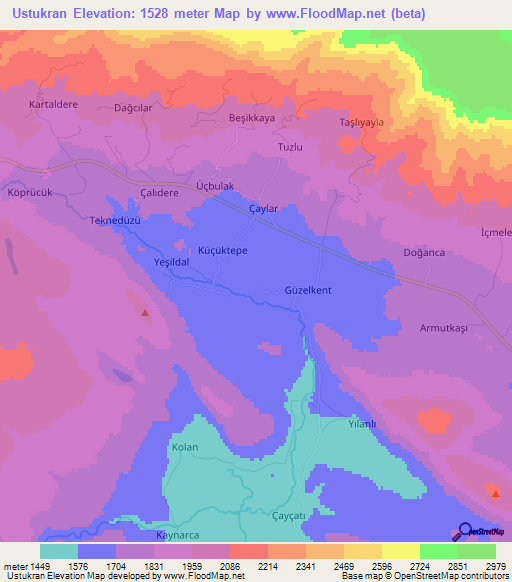 Ustukran,Turkey Elevation Map