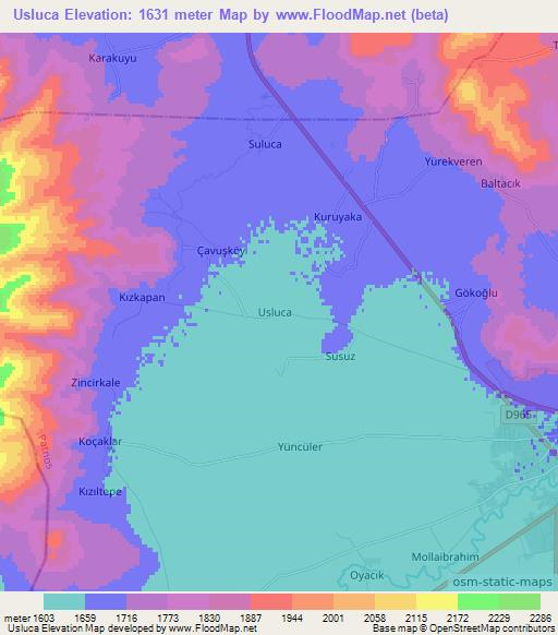 Usluca,Turkey Elevation Map