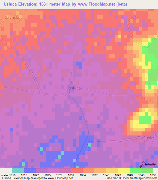 Usluca,Turkey Elevation Map