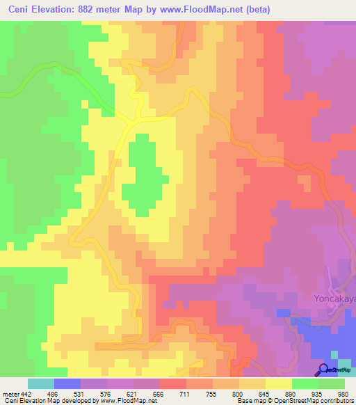 Ceni,Turkey Elevation Map