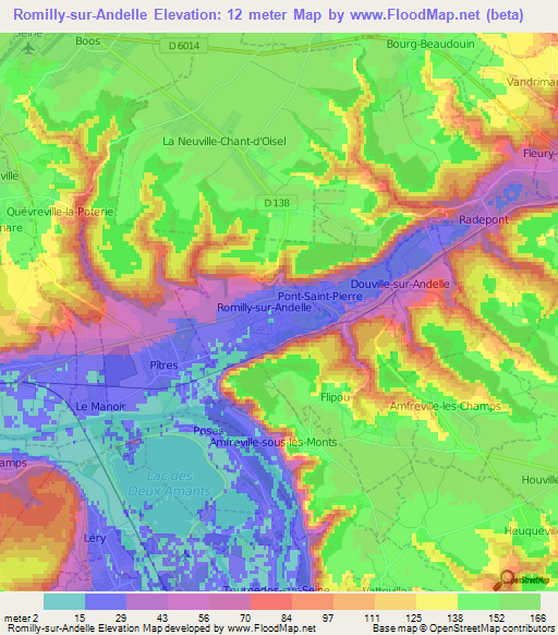 Romilly-sur-Andelle,France Elevation Map