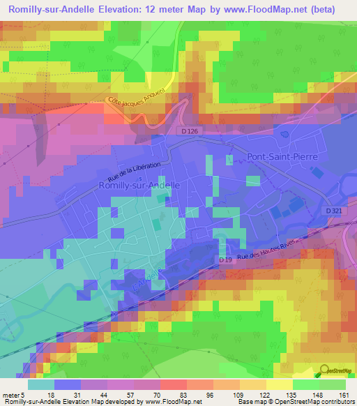 Romilly-sur-Andelle,France Elevation Map