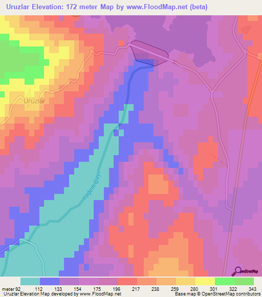 Uruzlar,Turkey Elevation Map