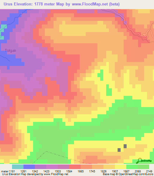 Urus,Turkey Elevation Map