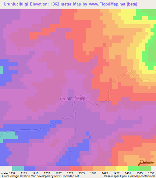 Urunluciftligi,Turkey Elevation Map