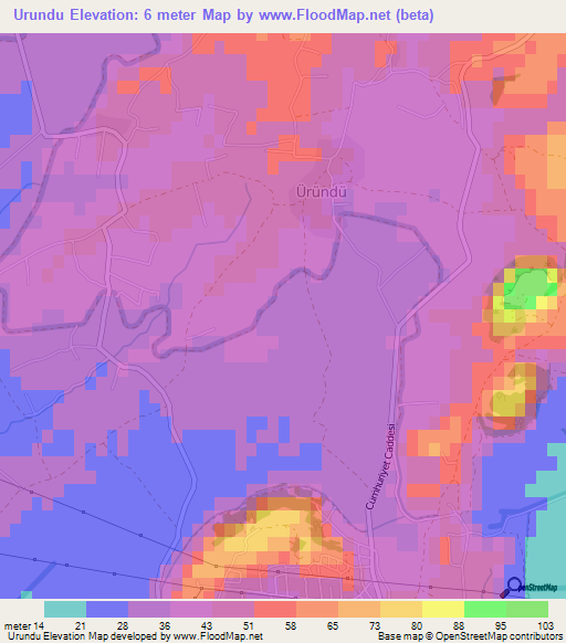 Urundu,Turkey Elevation Map