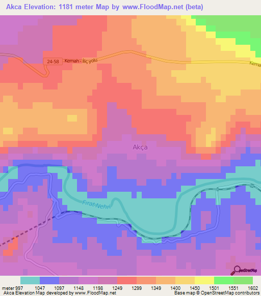 Akca,Turkey Elevation Map