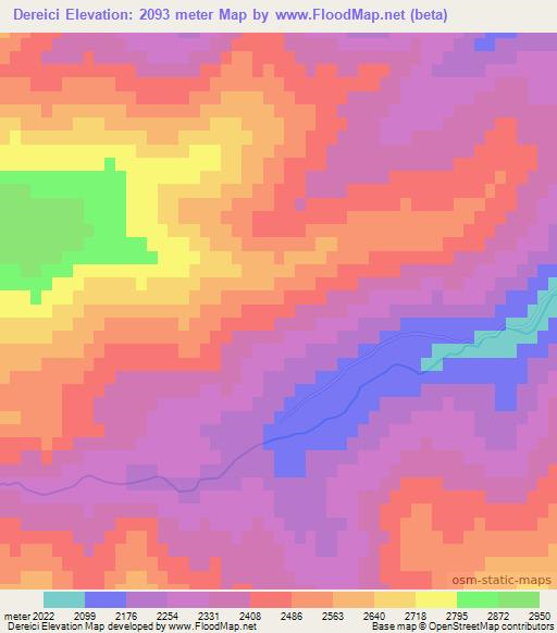 Dereici,Turkey Elevation Map