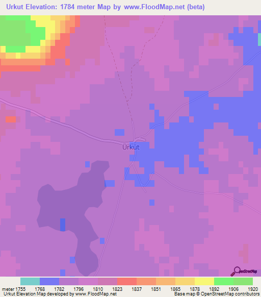 Urkut,Turkey Elevation Map