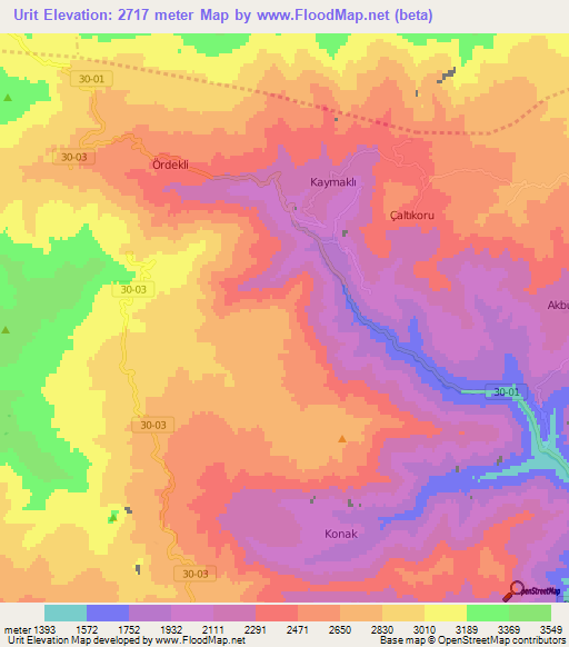 Urit,Turkey Elevation Map