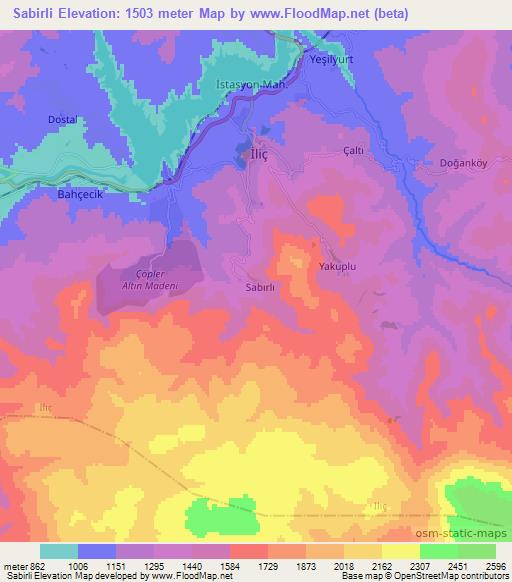 Sabirli,Turkey Elevation Map