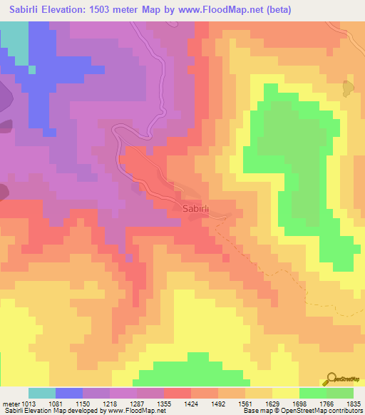 Sabirli,Turkey Elevation Map