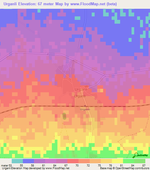 Urganli,Turkey Elevation Map