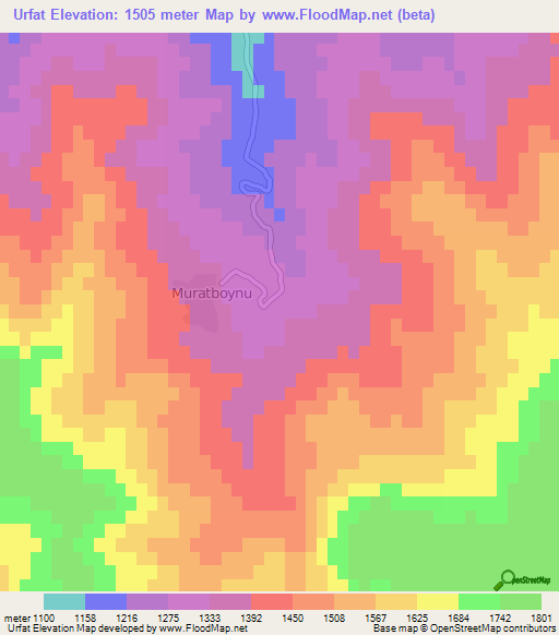 Urfat,Turkey Elevation Map