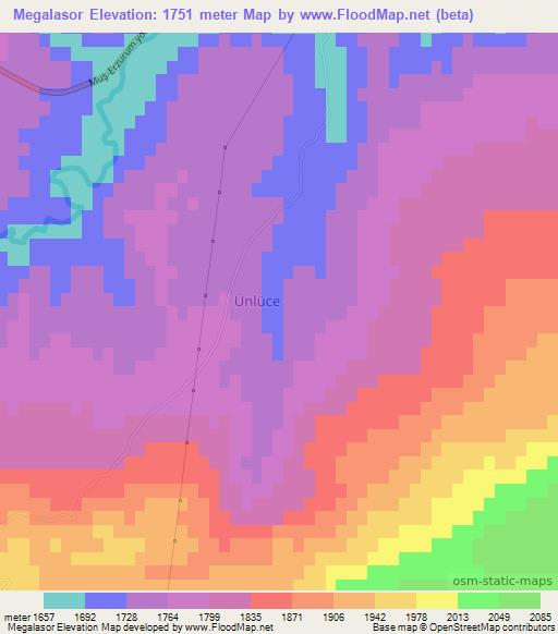 Megalasor,Turkey Elevation Map