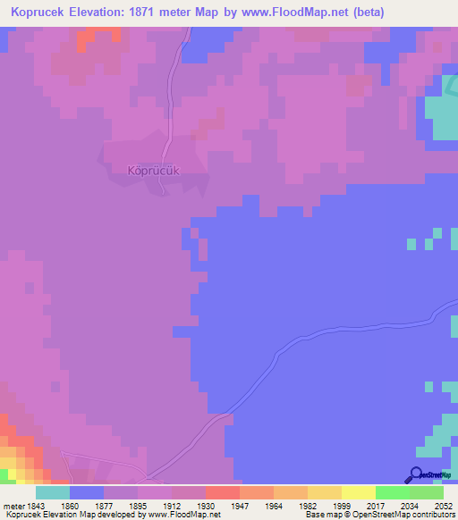 Koprucek,Turkey Elevation Map