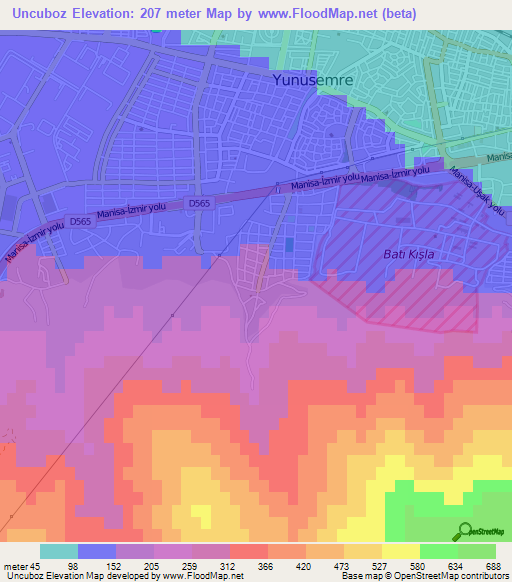 Uncuboz,Turkey Elevation Map