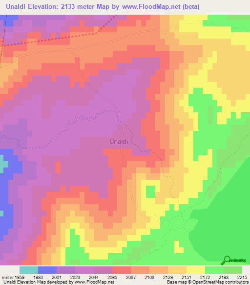 Unaldi,Turkey Elevation Map