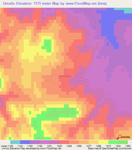 Umutlu,Turkey Elevation Map