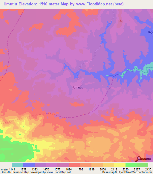 Umutlu,Turkey Elevation Map