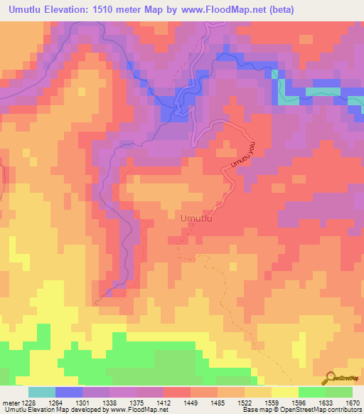 Umutlu,Turkey Elevation Map