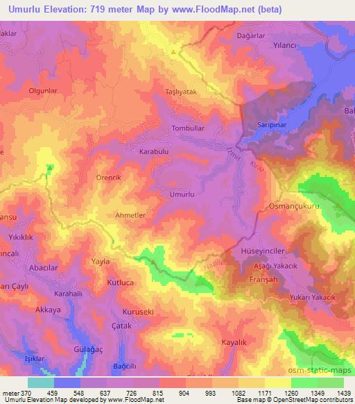 Umurlu,Turkey Elevation Map