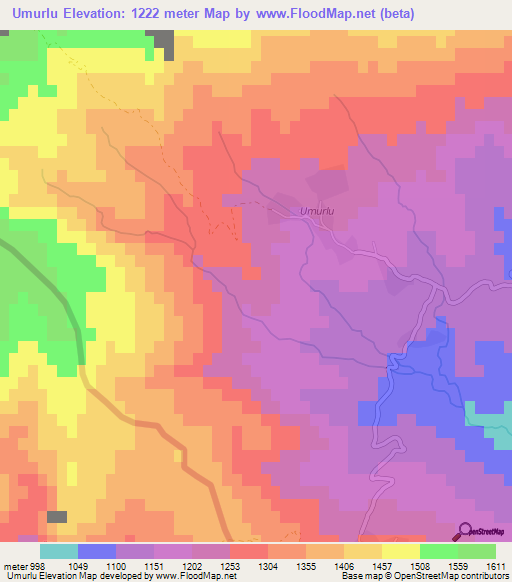 Umurlu,Turkey Elevation Map