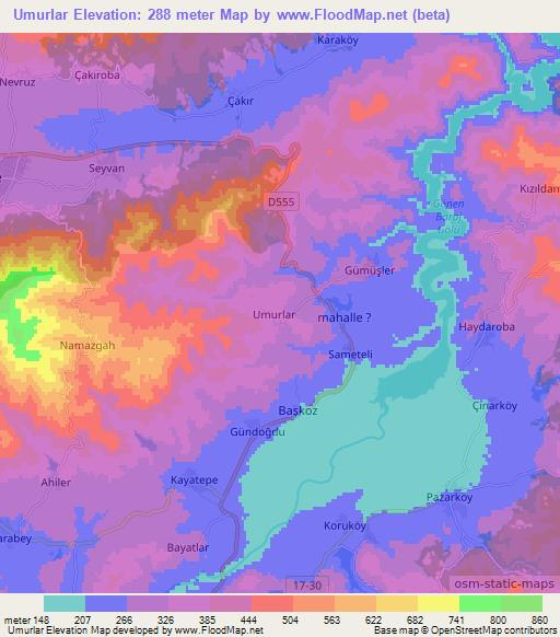 Umurlar,Turkey Elevation Map