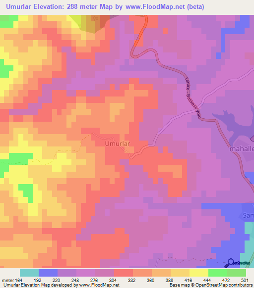 Umurlar,Turkey Elevation Map