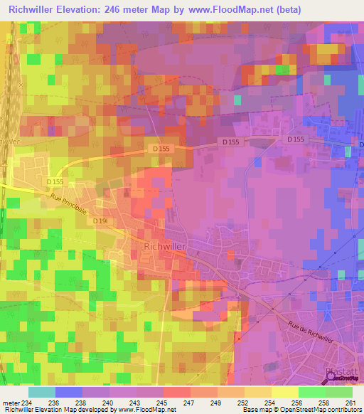 Richwiller,France Elevation Map