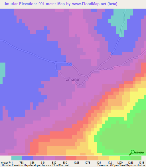 Umurlar,Turkey Elevation Map