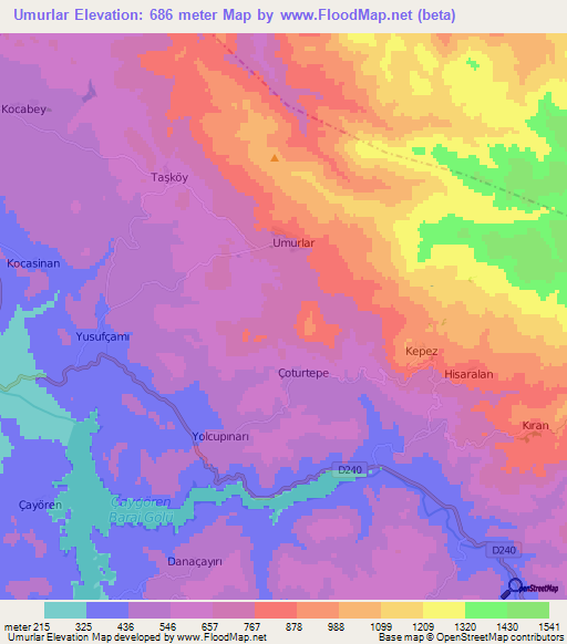 Umurlar,Turkey Elevation Map