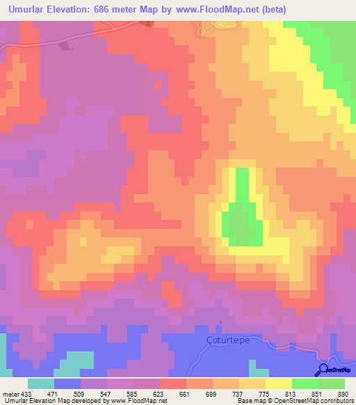 Umurlar,Turkey Elevation Map