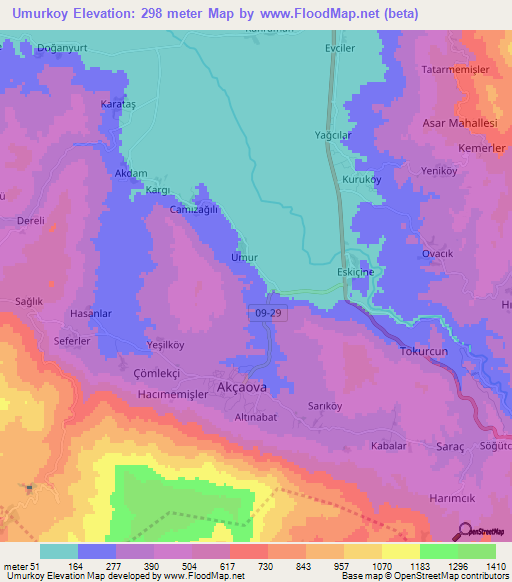 Umurkoy,Turkey Elevation Map