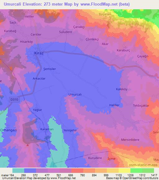 Umurcali,Turkey Elevation Map