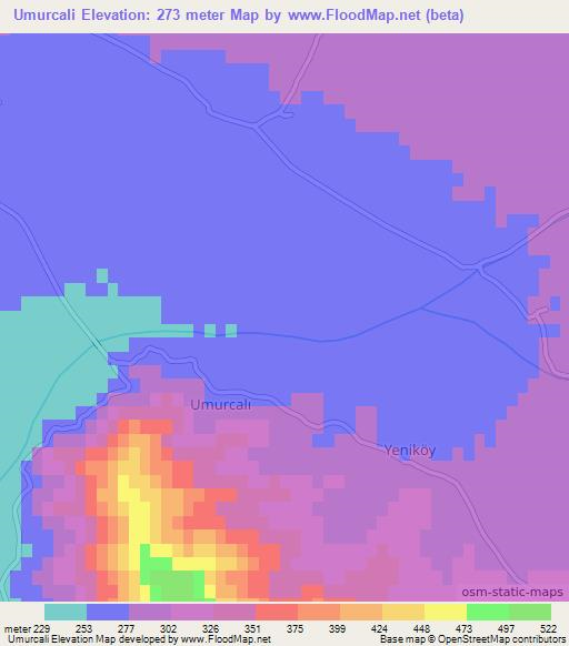 Umurcali,Turkey Elevation Map