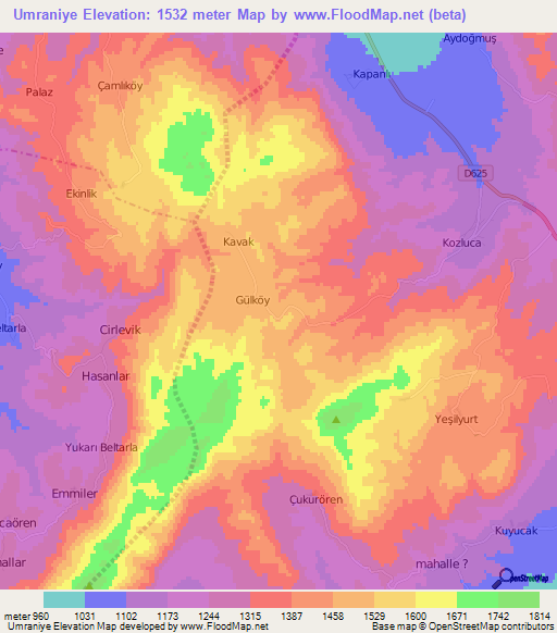 Umraniye,Turkey Elevation Map