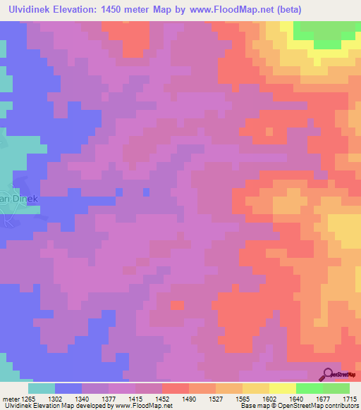 Ulvidinek,Turkey Elevation Map