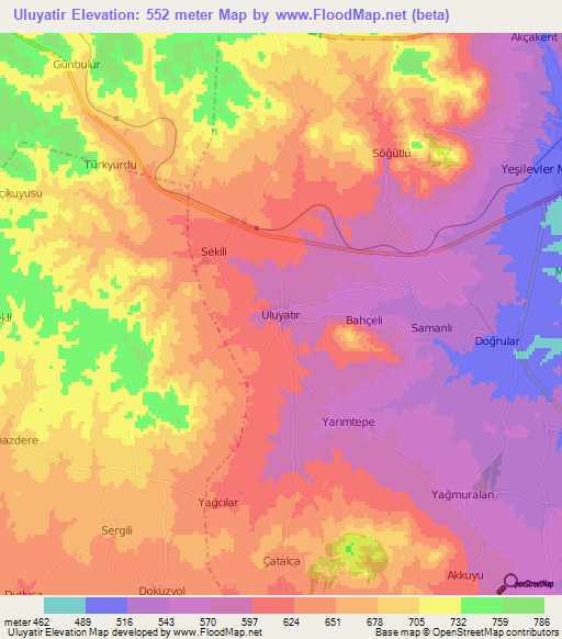 Uluyatir,Turkey Elevation Map