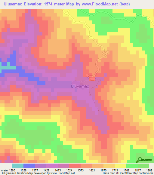 Uluyamac,Turkey Elevation Map